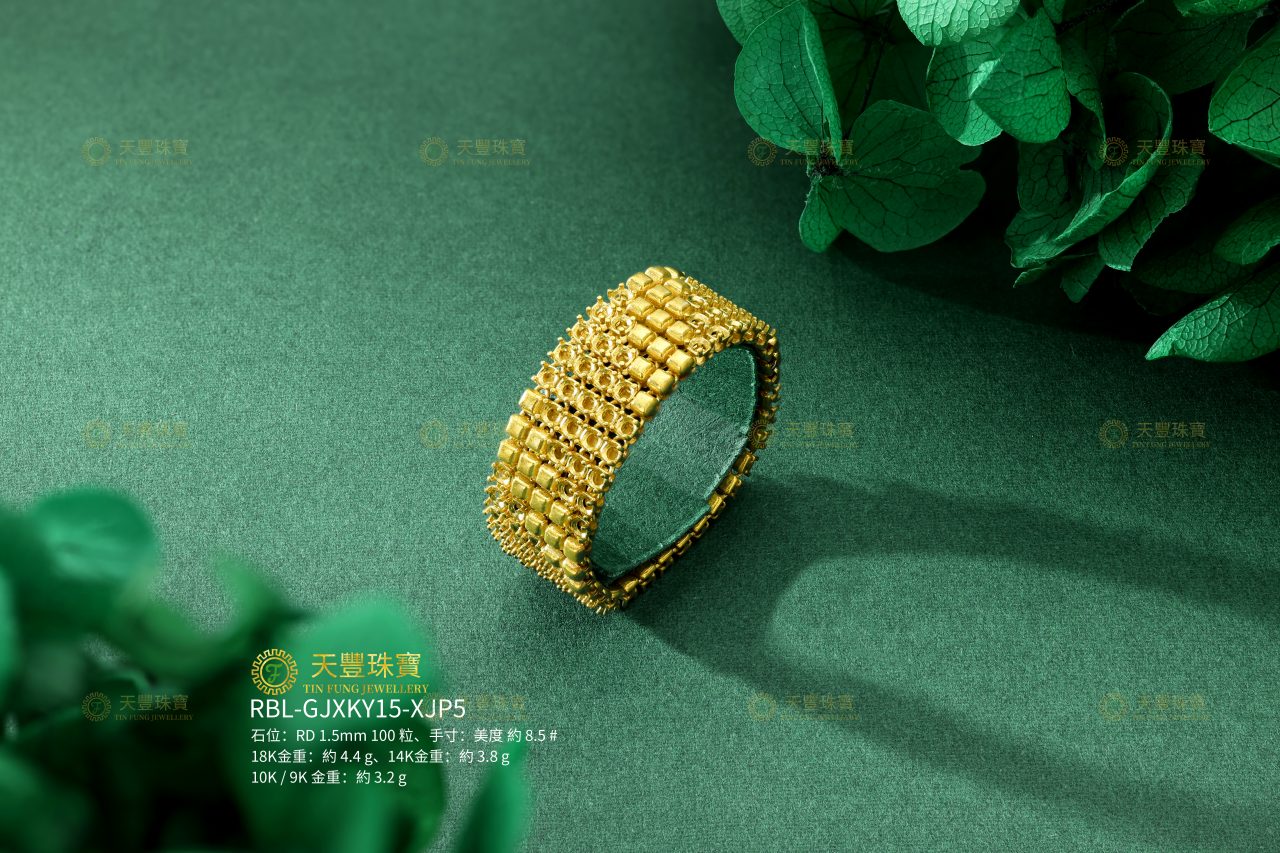 1.5mm镶口间光金戒指/斜间/5排 Tin Fung Jewelry Findings, Accessories